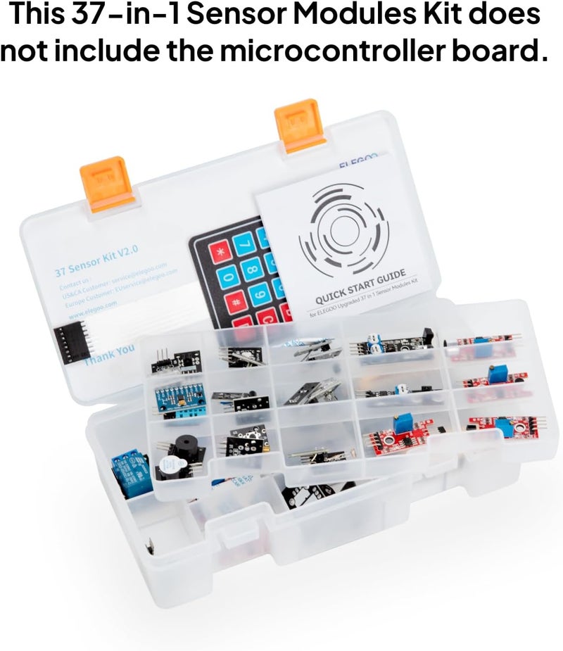 ELEGOO Upgraded 37 in 1 Sensor Modules Kit with Tutorial Compatible with Arduino IDE UNO R3 MEGA Nano(Excludes Microcontroller board) - Image 2