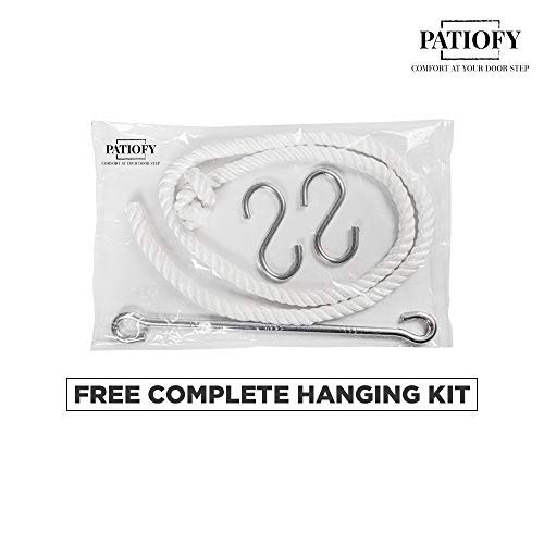 Patiofy Made in India Handmade Large Size Hanging Swing Chair Cotton with Hanging Kit for Comfort Jhula for Home -100 Kg Capacity (White) - Image 2