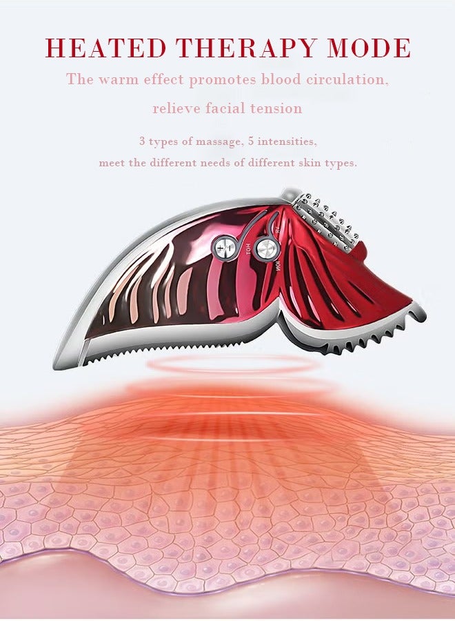 Gua Sha Facial Tools Butterfly Electric Face Massager Face Lift Device Vibration Face Massager Anti Aging Wrinkles Puffiness Double Chin Tension Relief 3 massage modes and 5 intensities