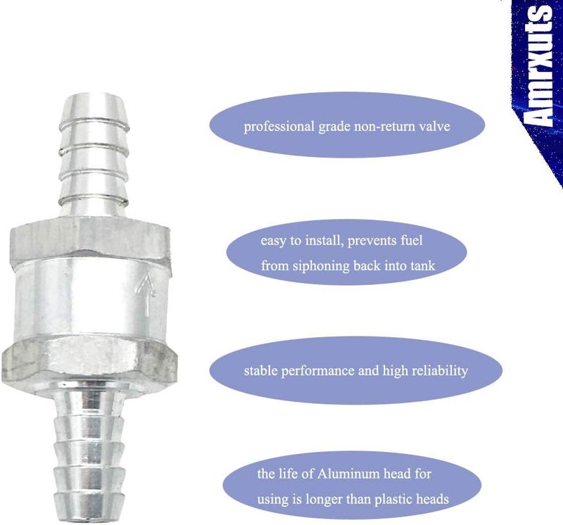 Amrxuts 10mm 3/8" Fuel Non Return One Way Check Valve Petrol Diesel Fuel Oil Water Aluminium Alloy - Image 4