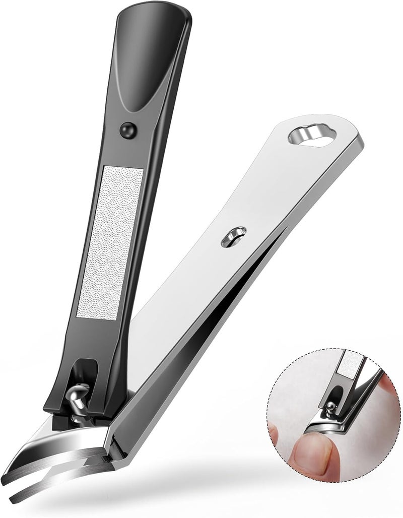 Baluca Slanted Curved Blade Ingrown Toenail Clippers for Thick Toenails, Angled Toe Nail Fingernail Cutter Trimmer for Seniors and Men - Black - Image 1