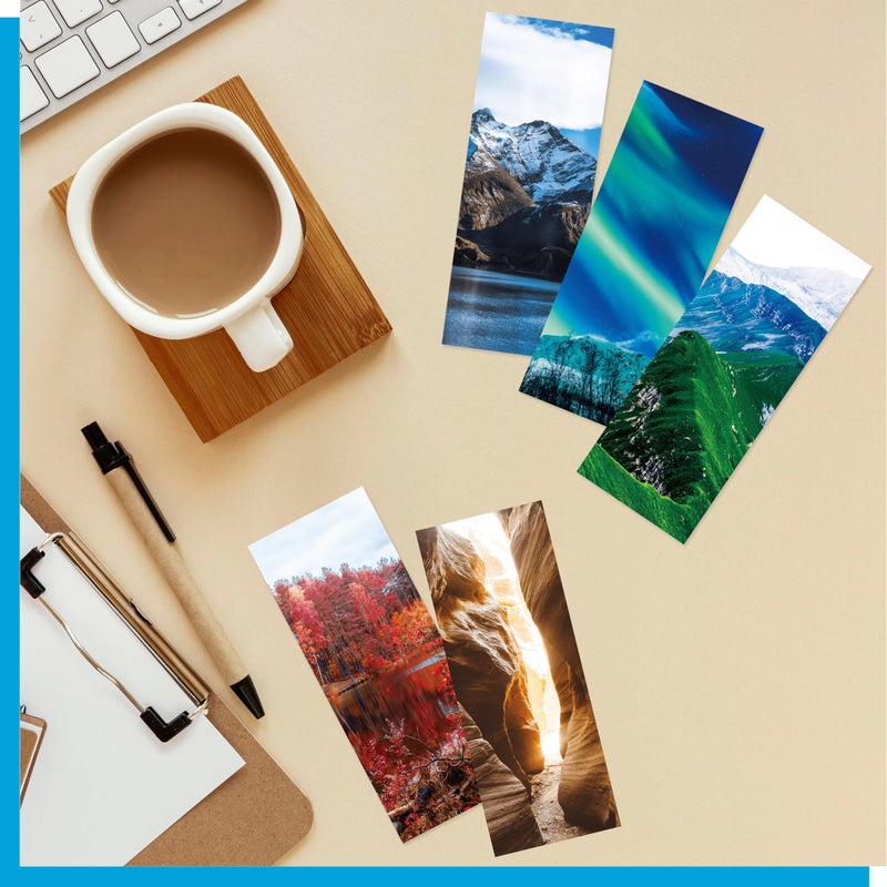 Gethelud 120 PCS Landscape Bookmarks, 30 Designs Double Sided Printing Paper Bookmarks Scenery Book Markers with PET Film for Primary Middle High Reading Students, Book Lovers (2.4â€ x 6.1â€) - Image 3