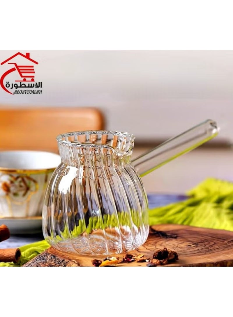 الأسطورة وعاء قهوة تركي منحني مصنوع من زجاج البورسليكات - Image 1
