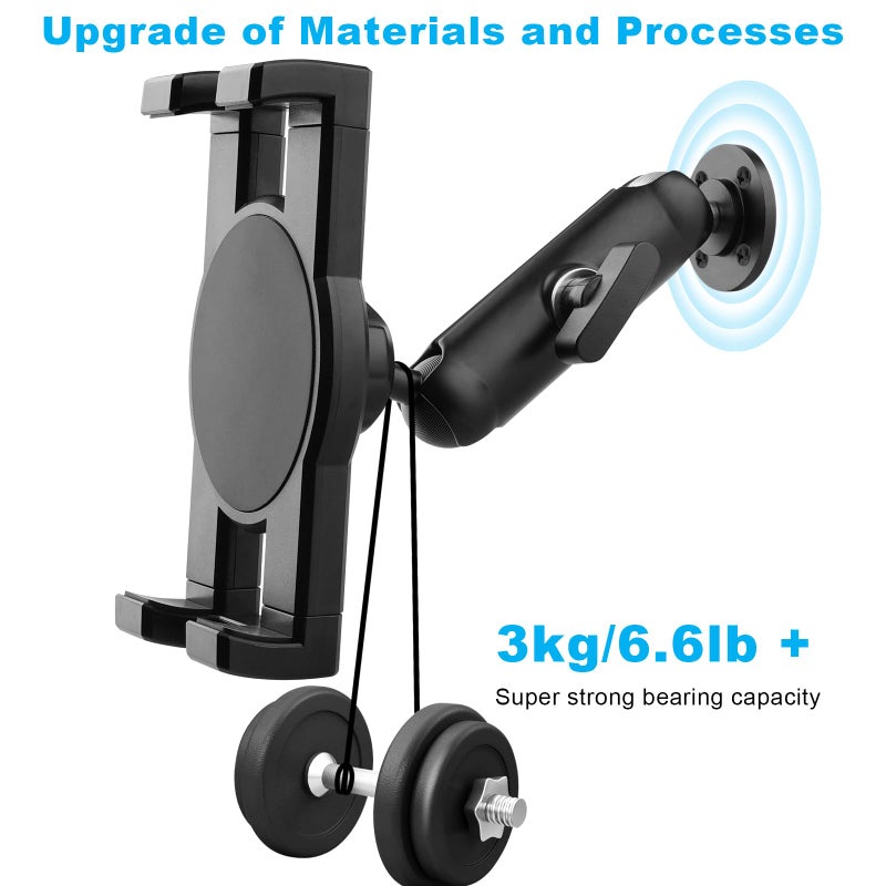 iTODOS Aluminum Heavy Duty Drill Base Tablet Holder for Car,Tablet Mount for Truck,Commercial Vehicles,Dashboard,Boat and Wall Compatible with 4"-12.9" iPad Pro/Mini/Galaxy Tab//Phones,Large Case Friendly - Image 3