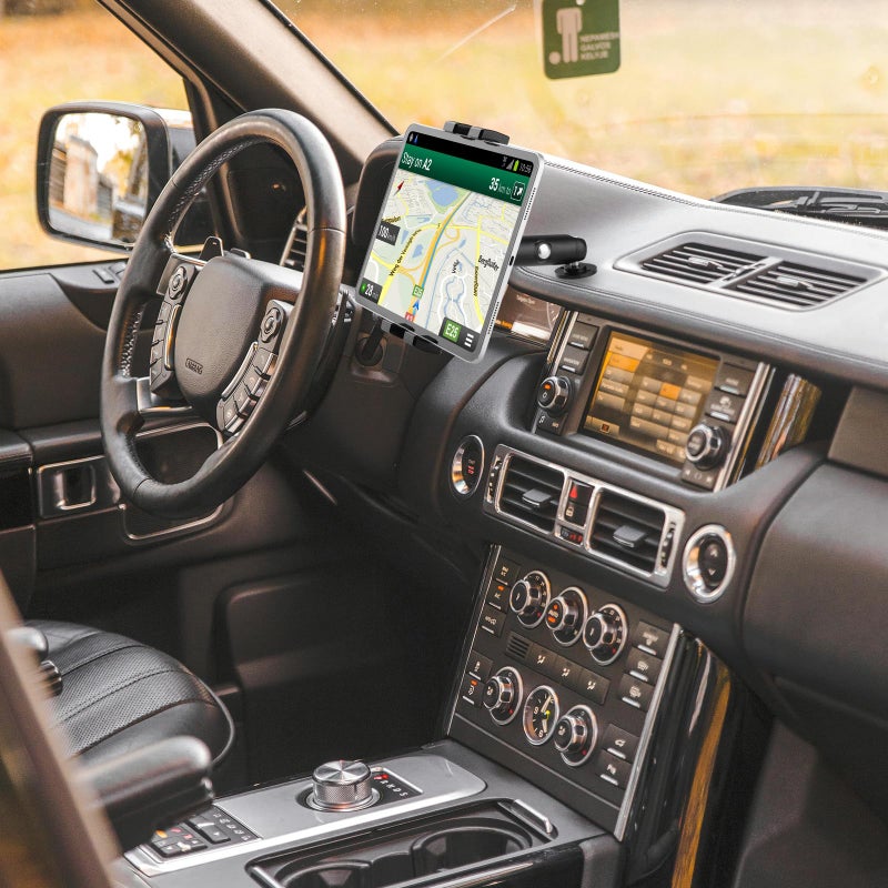 iTODOS Aluminum Heavy Duty Drill Base Tablet Holder for Car,Tablet Mount for Truck,Commercial Vehicles,Dashboard,Boat and Wall Compatible with 4"-12.9" iPad Pro/Mini/Galaxy Tab//Phones,Large Case Friendly - Image 2