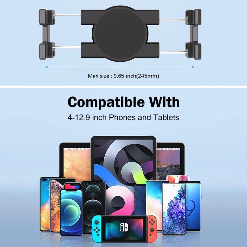 iTODOS Aluminum Heavy Duty Drill Base Tablet Holder for Car,Tablet Mount for Truck,Commercial Vehicles,Dashboard,Boat and Wall Compatible with 4"-12.9" iPad Pro/Mini/Galaxy Tab//Phones,Large Case Friendly - Image 4