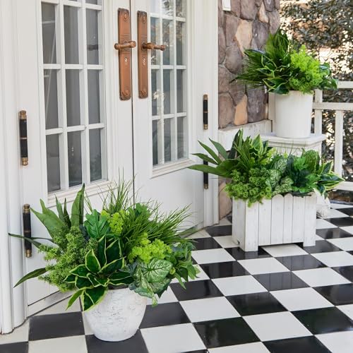 Clycaloor 18Pcs Outdoor Artificial Boxwood UV Resistant Fake Stems Plants, Faux Plastic Greenery for Indoor Outside Hanging Plants Garden Porch Window Box Home Wedding Farmhouse Décor - Image 5