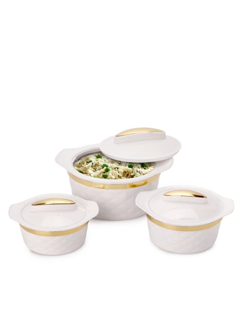BASURRAH - A set of food containers to maintain temperature, made of plastic, consisting of 3 pieces with different capacities (1000 ml, 2000 ml, 2500 ml), to meet various preservation needs. - Image 1