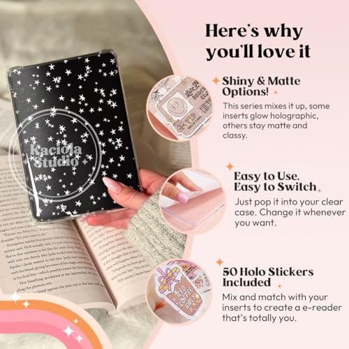 Kaciola 12PCS Inserts Cardstock for E-Reader Clear Case with 50 Stickers, 6.9"x4.8" Black Back Cover Accessories for E-Reader Paperwhite 11th-12th/Colorsoft Signature Edition, Gifts for Booklovers - Image 4