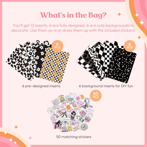 Kaciola 12PCS Inserts Cardstock for E-Reader Clear Case with 50 Stickers, 6.9"x4.8" Black Back Cover Accessories for E-Reader Paperwhite 11th-12th/Colorsoft Signature Edition, Gifts for Booklovers - Image 3