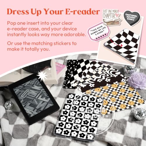 Kaciola 12PCS Inserts Cardstock for E-Reader Clear Case with 50 Stickers, 6.9"x4.8" Black Back Cover Accessories for E-Reader Paperwhite 11th-12th/Colorsoft Signature Edition, Gifts for Booklovers - Image 2