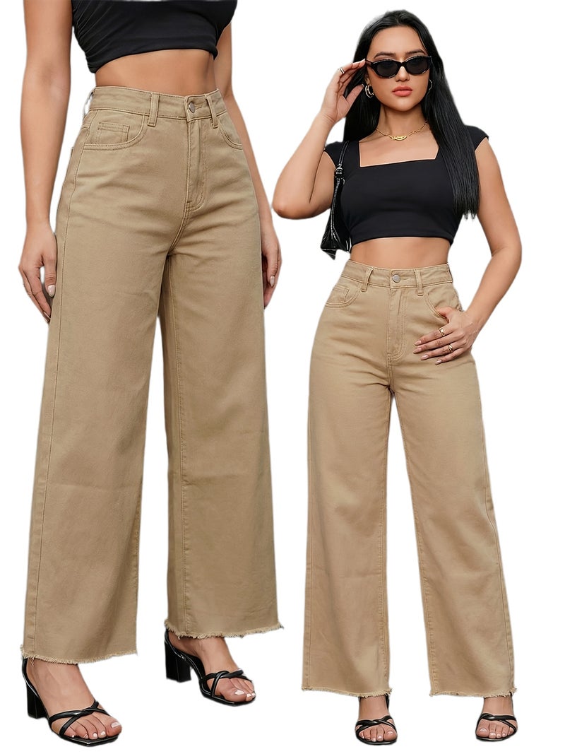 Brown Stretch Straight-leg Jeans - Image 1