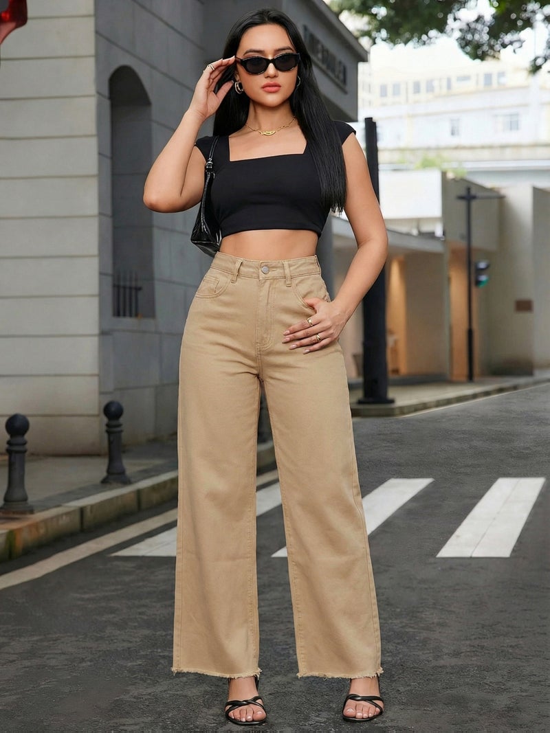 Brown Stretch Straight-leg Jeans - Image 4