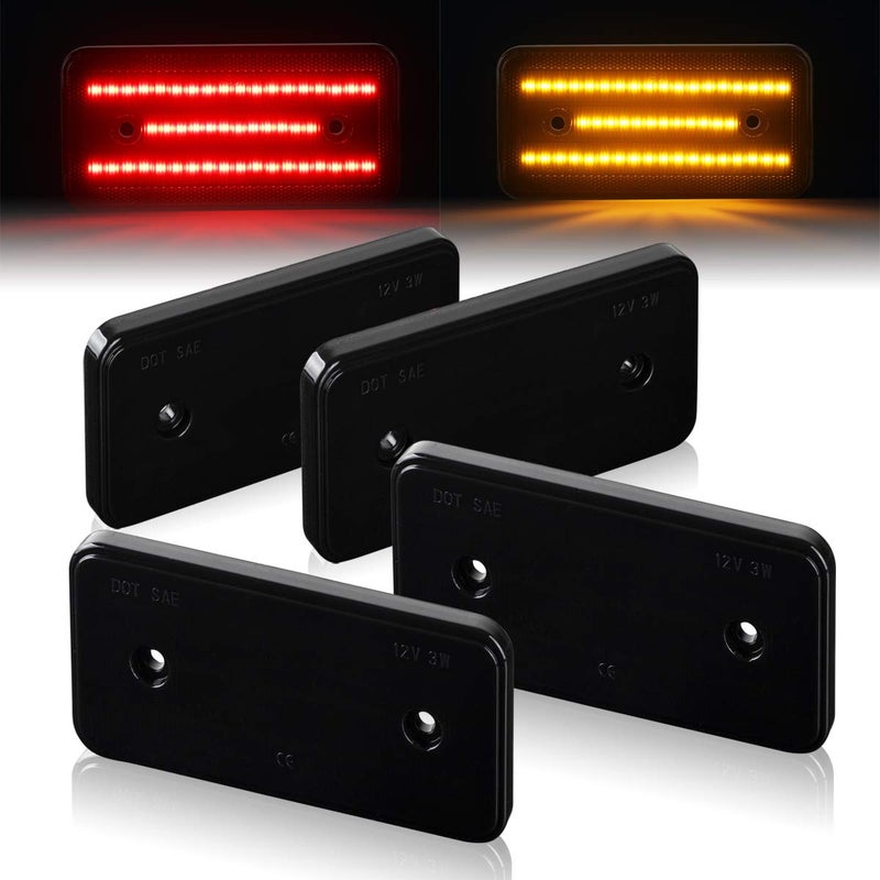 Gempro 4Pcs AmberRed Front Rear LED Side Marker Light Lamps Assembly Replacement Compatible with Mercedes Benz W463 GClass G500 G550 G55 G63 AMG 20022014 Smoke Lens