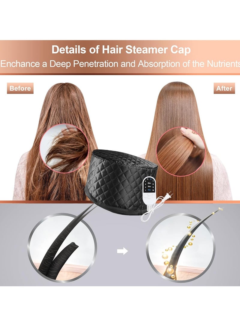 ingeware Heat Cap for Deep Conditioning, Ingeware Thermal Cap for Hair Steamer Cap for Natural Hair Portable Electric Heat Hair Spa Cap for Home Use Pattern (Solid Black)  - Image 2