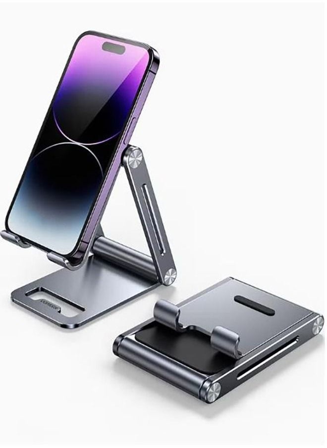 Arabest - Adjustable Phone Stand, Portable Cell Phone Stand for Desk, Aluminum Metal Phone Holder, Compatible with iPhone 14/13/12/11 X Xr Pro Max, Google Pixel, Samsung Galaxy S, Gray - Image 1