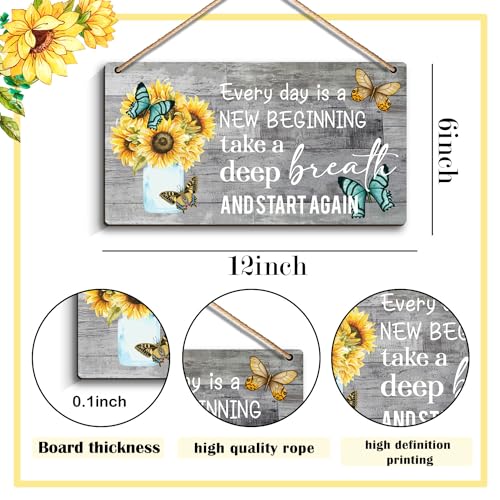 SHLINCO Spring Decorations Every Day Is A New Beginning - Dandelion Butterfly Wooden Wall Art, Motivational And Inspirational Spring Decorations For Home, Housewarming Gift - Image 2