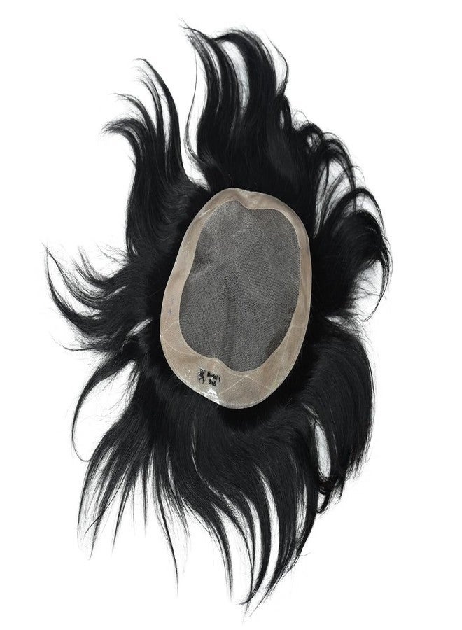 بلوشيا رقعة شعر بشري طبيعي من BLUSHIA، قاعدة عادية ناعمة مع شريط PU نصفي للحصول على ملمس البشرة الحقيقية، شعر بشري 100%، شعر مستعار/بديل شعر للرجال (9X6) - Image 3