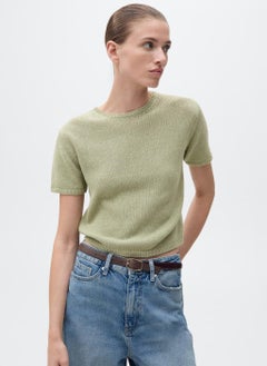 MANGO Short-Sleeved Knitted Cotton Sweater  - Image 1