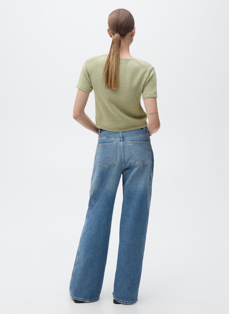 MANGO Short-Sleeved Knitted Cotton Sweater  - Image 2