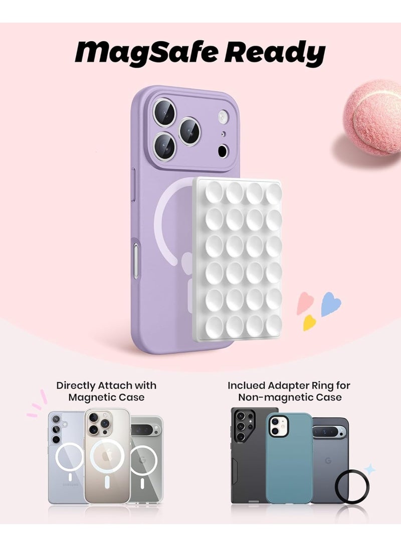 Magnetic Suction Mirror Window Phone Holder, Sticky Grip Double Sided Mount for iPhone, Gym Bathroom Kitchen, Hands-Free for Makeup FaceTime Shower Viewing with MagSafe Accessories, Frost White - Image 3