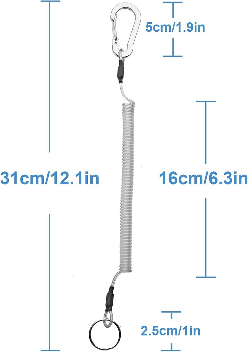 Lix&Rix Retractable Safety Coiled Lanyard with Aluminium Alloy Carabiner Clip, Black/Blue/Green/Red/Silver/Yellow - Image 2