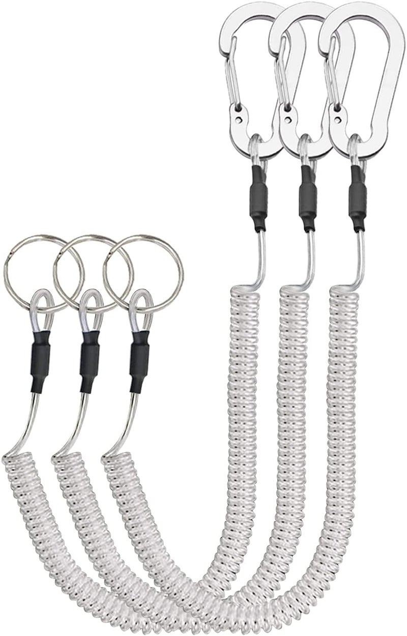 Lix&Rix Retractable Safety Coiled Lanyard with Aluminium Alloy Carabiner Clip, Black/Blue/Green/Red/Silver/Yellow - Image 1