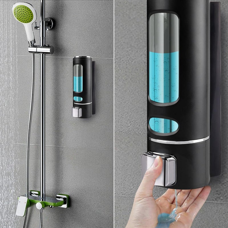 BATH GURU موزع صابون سائل مثبت على الحائط من ABS لحمام المطبخ - عبوة من 2 (400 مل، أسود) - Image 4