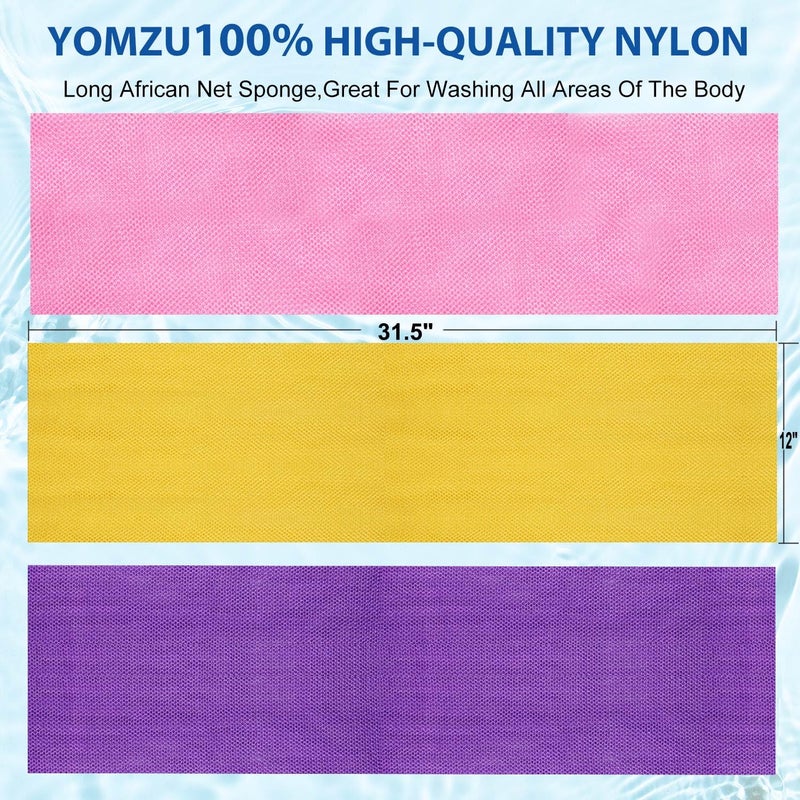 YOMZU African Net Sponge Exfoliating Bath Sponge Scrubbing Long Rag Wash Shower Body Scrubber - 6 Pieces - Image 5