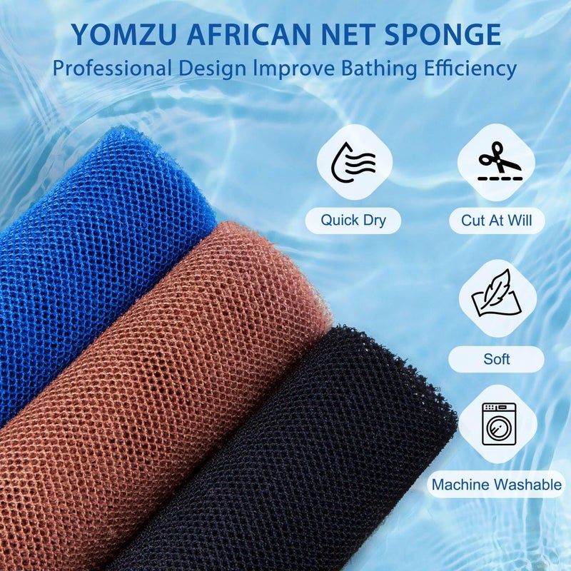 YOMZU African Net Sponge Exfoliating Bath Sponge Scrubbing Long Rag Wash Shower Body Scrubber - 6 Pieces - Image 4