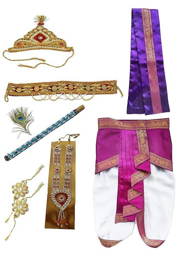 Pakhi Little Krishna Dress For Kids - Fresh Style - Classical Theme Set - Pearl White and Magenta - Image 1