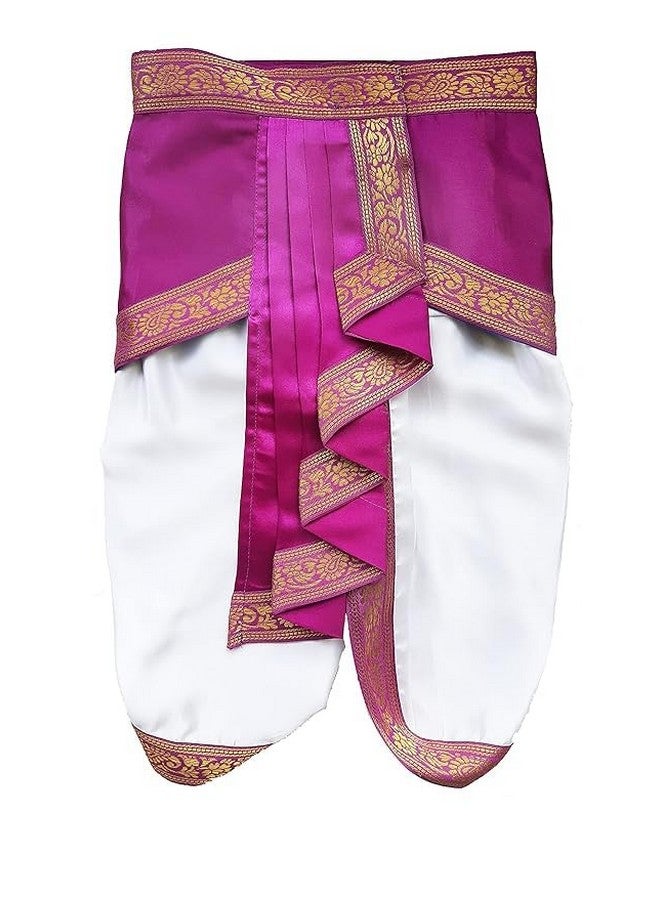 Pakhi Little Krishna Dress For Kids - Fresh Style - Classical Theme Set - Pearl White and Magenta - Image 2