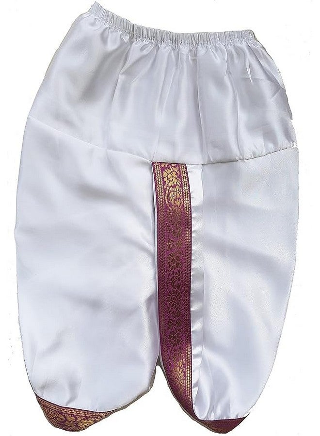 Pakhi Little Krishna Dress For Kids - Fresh Style - Classical Theme Set - Pearl White and Magenta - Image 3