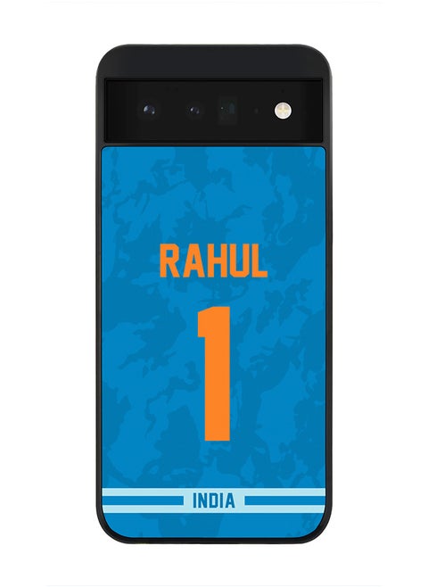 Rugged Black Edge Case for Google Pixel 6 5G, Slim fit Soft Case Flexible Rubber Edges Thin Cover - Player Name - KL Rahul, Jersey Number- 1