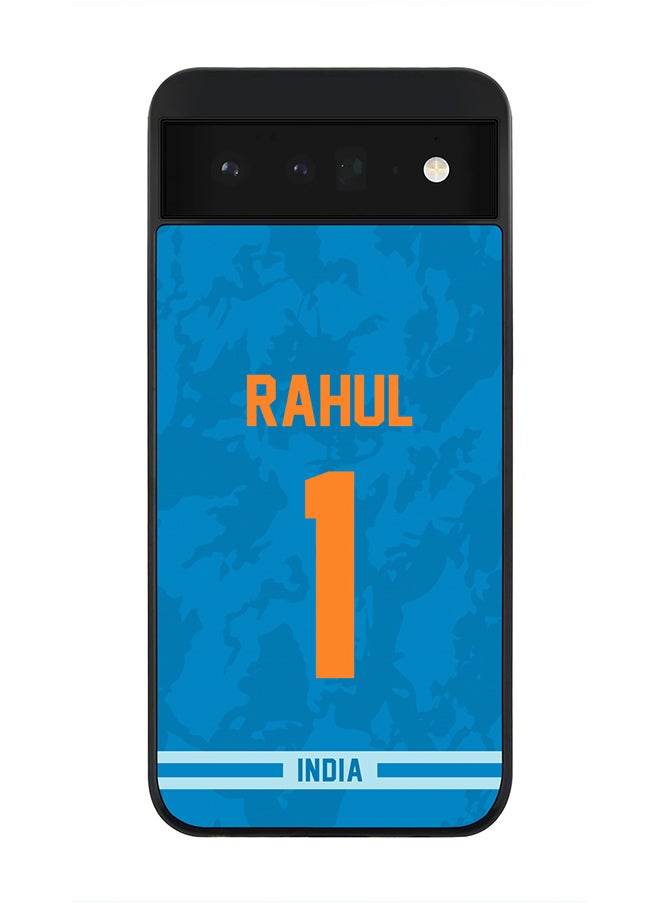 Stylizedd - Rugged Black Edge Case for Google Pixel 6 5G, Slim fit Soft Case Flexible Rubber Edges Thin Cover - Player Name - KL Rahul, Jersey Number- 1 - Image 1