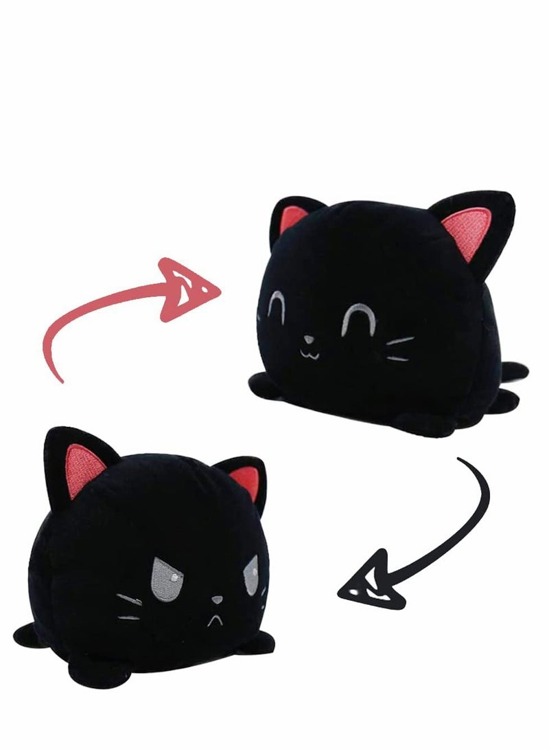 Excefore Plush Toy, Flip Cat Double-sided Reversible Mood Cuddly Plushie Toy by, Moody Plush Toy, Cute Plush Toy Gifts for Babies, As an Interesting Gift to Kids Children, Girls, Boys (Black cat)  - Image 1