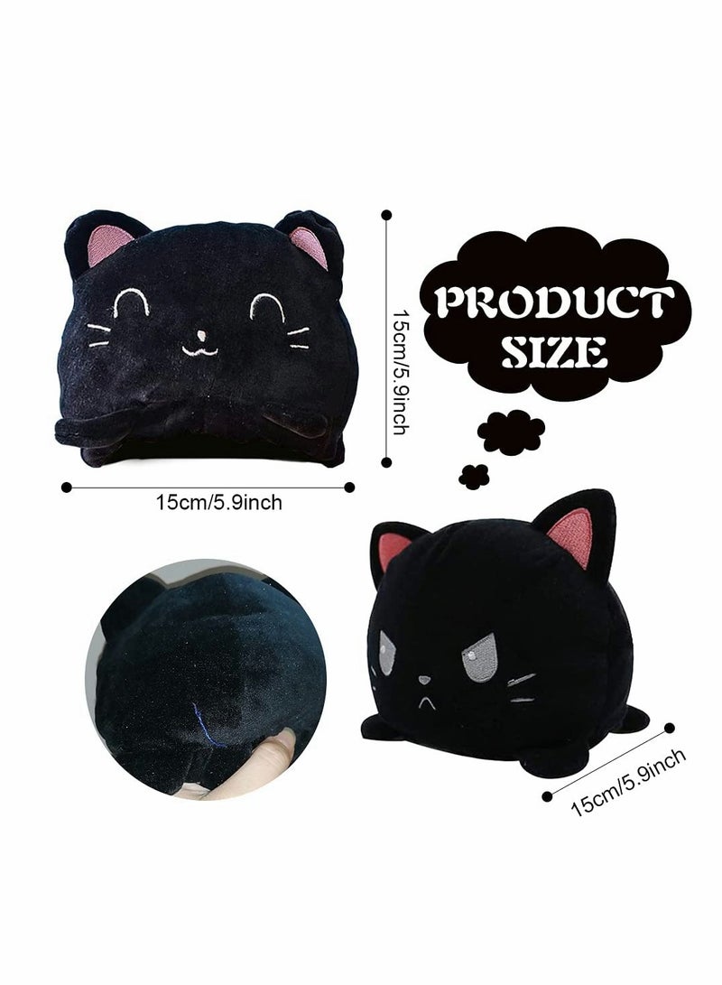 Excefore Plush Toy, Flip Cat Double-sided Reversible Mood Cuddly Plushie Toy by, Moody Plush Toy, Cute Plush Toy Gifts for Babies, As an Interesting Gift to Kids Children, Girls, Boys (Black cat)  - Image 3