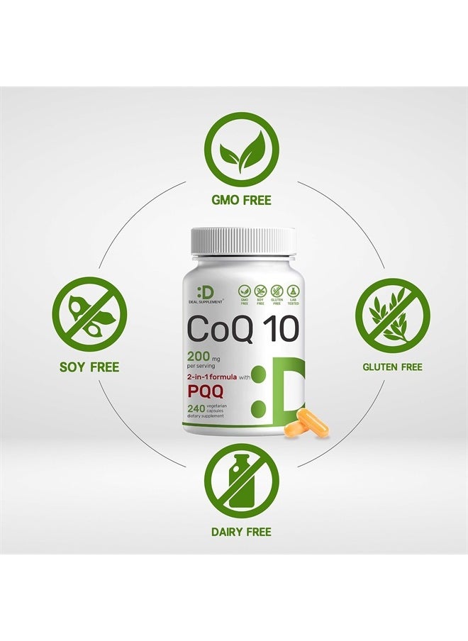 DEAL SUPPLEMENT مكمل DEAL CoQ10 بتركيز 200 مجم لكل وجبة PQQ 240 كبسولة نباتية  - Image 3