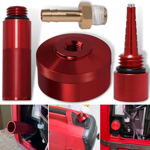 Camoo For Honda EU3000i EU2000i EU1000i Generator Extended Run Gas Cap, Mess Free Oil Change Funnel & Magnetic Oil Dipstick Aluminum Red (Set of 3) - Image 1