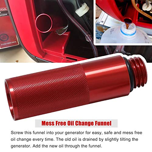 Camoo For Honda EU3000i EU2000i EU1000i Generator Extended Run Gas Cap, Mess Free Oil Change Funnel & Magnetic Oil Dipstick Aluminum Red (Set of 3) - Image 3