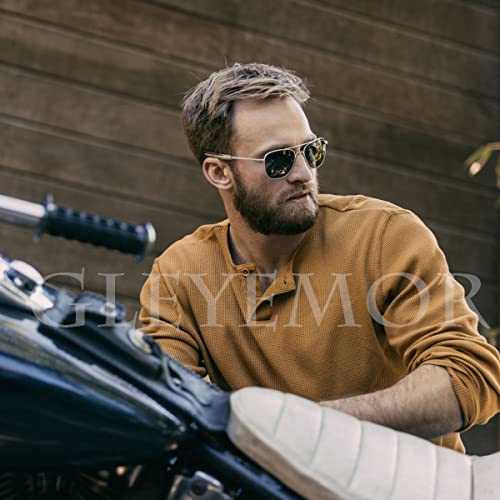 Gleyemor Polarized Square Aviator Sunglasses for Men Retro Military Tough Guy Style Shades (Gold Frame/G15 Lens) - Image 4