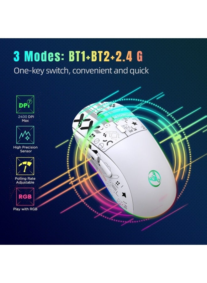 ماركة غير محددة الألعاب اللاسلكية الماوس RGB مضيئة TYPE-C شحن الماوس نقل المياه الطباعة ثلاثة وضع 2.4G بلوتوث مزدوج 5.0  - Image 2