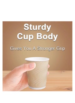MahMir MahMir 12oz. Brown Disposable Ripple Insulated Coffee Cups - Eco-Friendly Disposable Cups - Hot Beverage Corrugated Paper Cups - Sleeve Ripple Wall Paper Coffee Cups for Drink-Tea Cup (12oz. 100pcs)  - Image 2