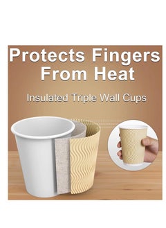 MahMir MahMir 12oz. Brown Disposable Ripple Insulated Coffee Cups - Eco-Friendly Disposable Cups - Hot Beverage Corrugated Paper Cups - Sleeve Ripple Wall Paper Coffee Cups for Drink-Tea Cup (12oz. 100pcs)  - Image 3