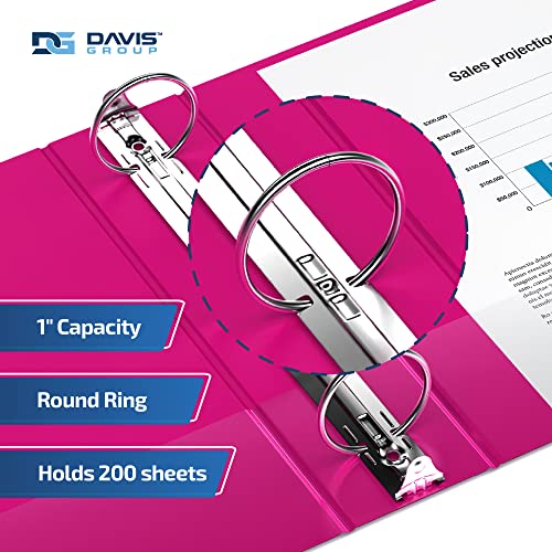 Davis Group Easyview Premium 3-Ring Binders with Clear-View Covers and Round Rings, Binders for School or Office, 1 Inch, Pack of 6, Pink - Image 2