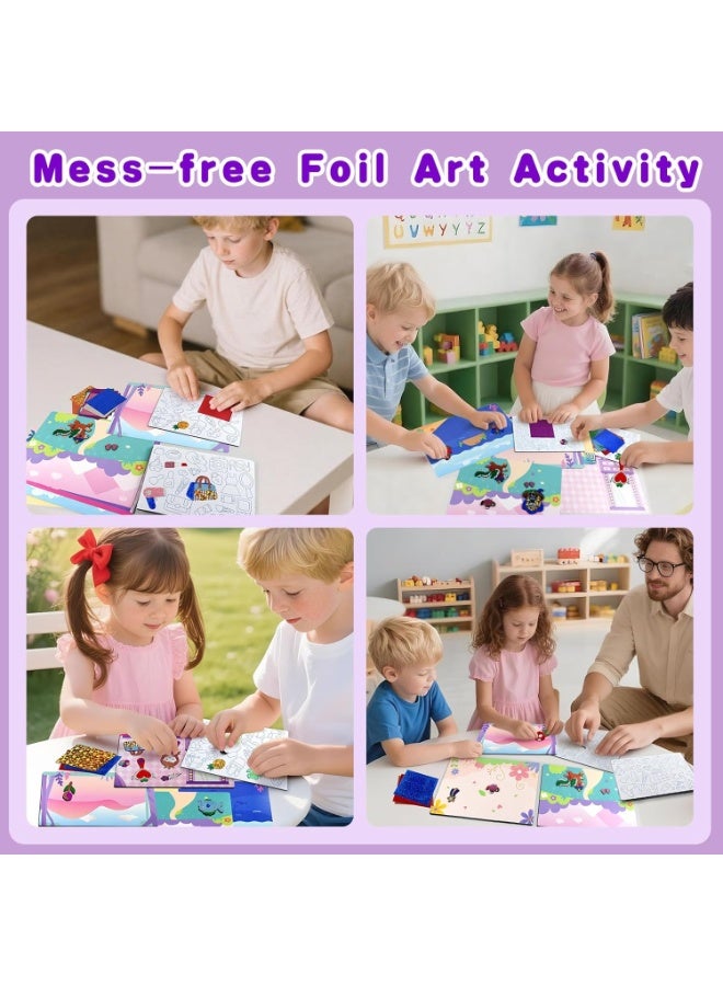 Capstro Foil ART 3D Sticker Craft Kit – Boys Theme | 6 Adventure Canvases with 100+ Foam Stickers & 60+ Colorful Foil Sheets | DIY Foil Paper Craft Kit for Kids Age 4+ | Creative Art Activity Gift for Boys & Girls - Image 4