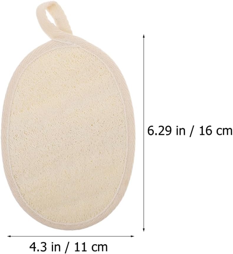 3 Pcs Natural Loofah Back Scrubber Bath Exfoliating Towels with Beige Edges, Household Bathing Supplies for Men and Women Shower Body Scrub - Image 2