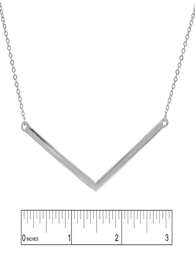 SpinningDaisy Minimal Chic Chevron Necklace (Silver-Plated-Base) - Image 3