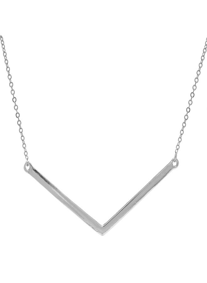 SpinningDaisy Minimal Chic Chevron Necklace (Silver-Plated-Base) - Image 1