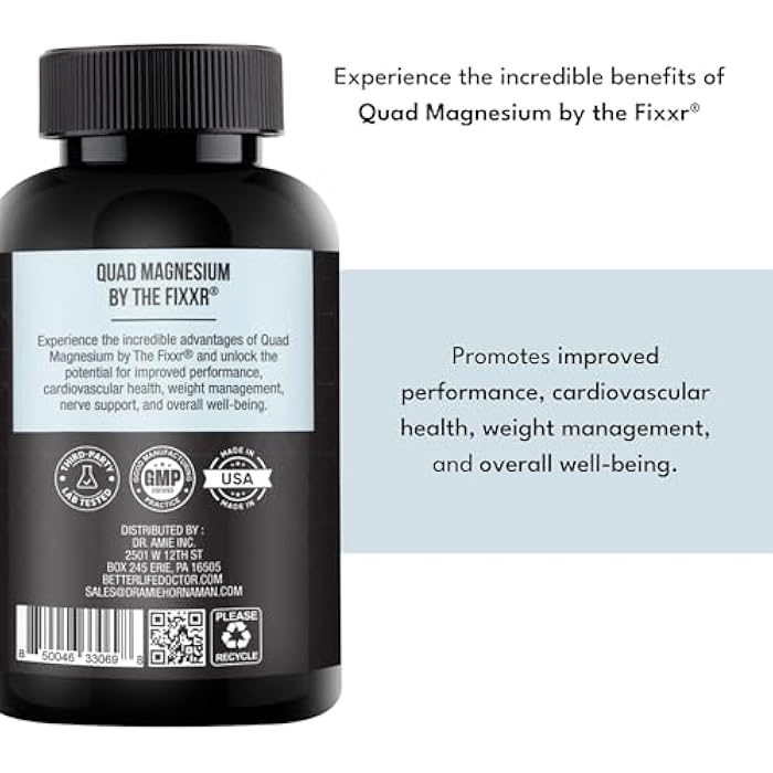 Fixxr Quad Magnesium by Dr. Amie | 4 Forms of Magnesium 500 mg per Serving | Formulated with Aquamin to Help with Digestion and Absorption | 30 Day Supply, 60 Capsules - Image 4